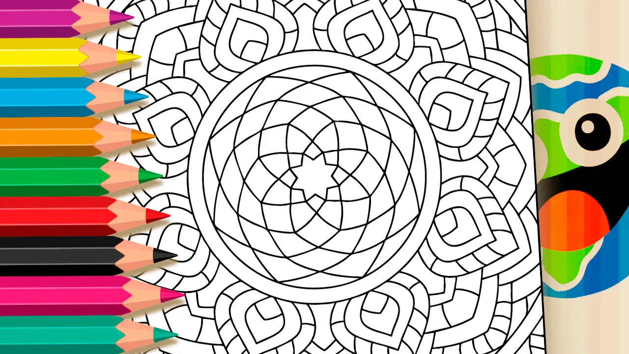 Desenho de Caleidoscópio para Colorir: Pinte Online ou Imprima em PDF Grátis