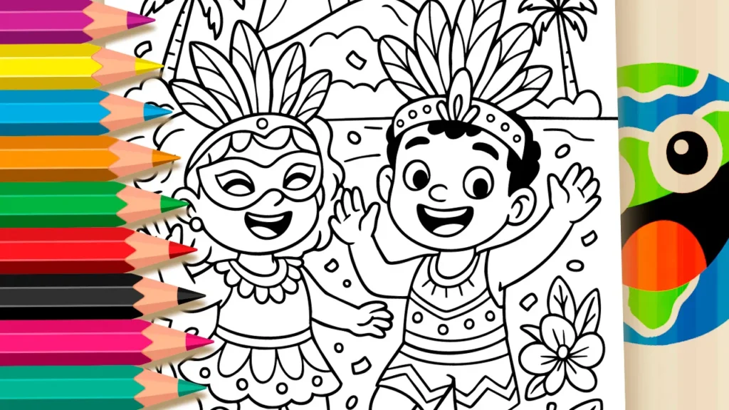 Desenho de Carnaval no Rio de Janeiro para Colorir: Pinte Online ou Imprima