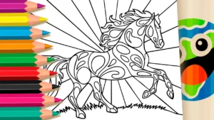 Desenho para colorir Desenho de Cavalo de Fogo para Colorir Online e Grátis