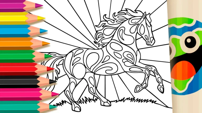 Desenho de Cavalo de Fogo para Colorir Online e Grátis