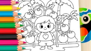 Desenho para colorir Desenho de Cresça um Jardim - Plantação de Tomate: Colorir Online ou Imprimir PDF
