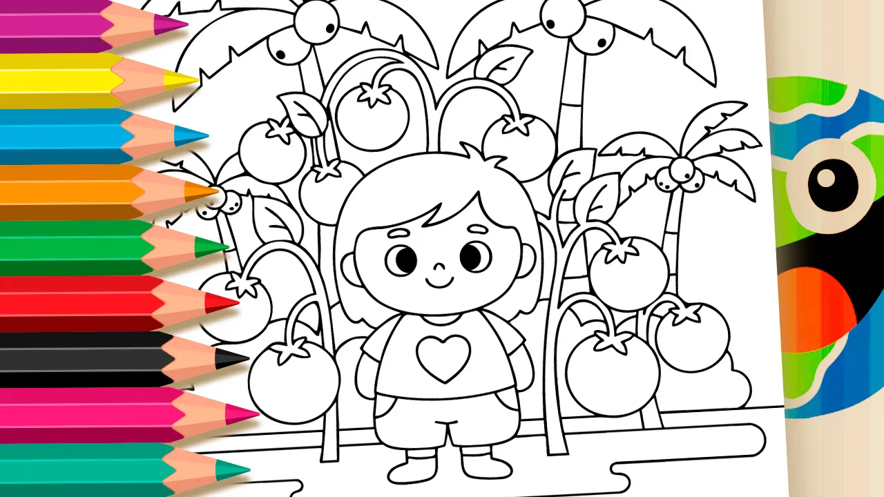 Desenho de Cresça um Jardim – Plantação de Tomate: Colorir Online ou Imprimir PDF