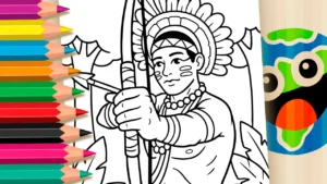 Desenho para colorir Desenho de Cultura Indígena para Colorir: Pinte Online ou Imprima em PDF Grátis