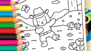 Desenho para colorir Desenho de Dança do Vaqueiro Fofo para Colorir: Pinte Online ou Imprima Grátis