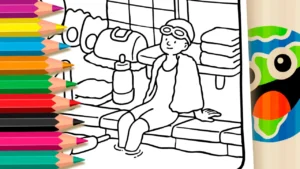 Desenho para colorir Desenho de Garota Nadadora para Colorir: Pinte Online ou Imprima Grátis