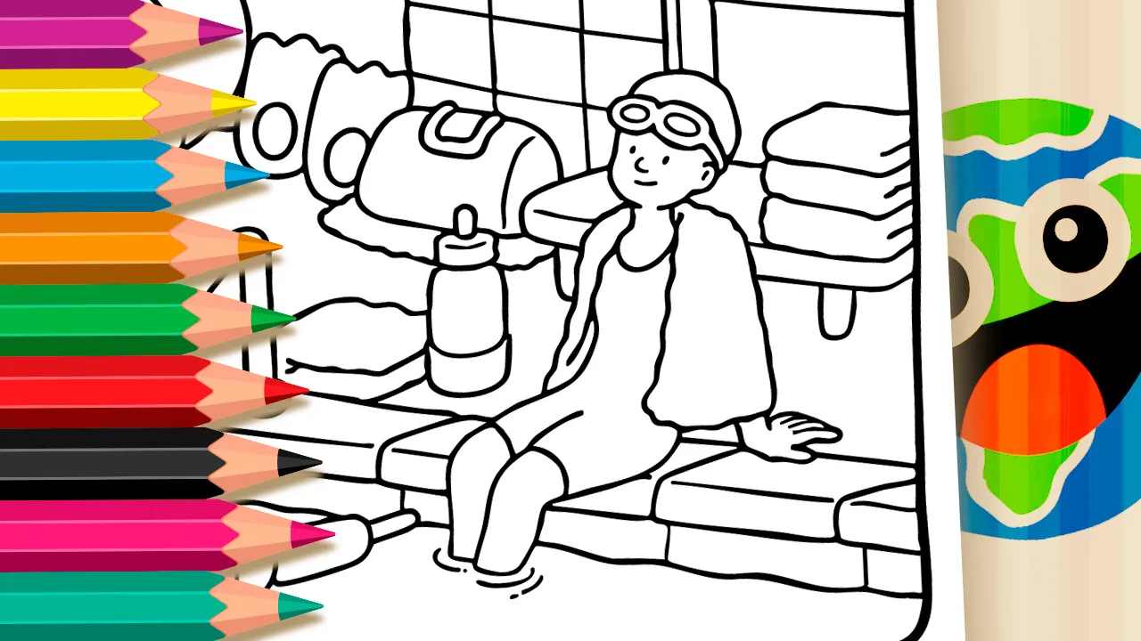 Desenho de Garota Nadadora para Colorir: Pinte Online ou Imprima Grátis