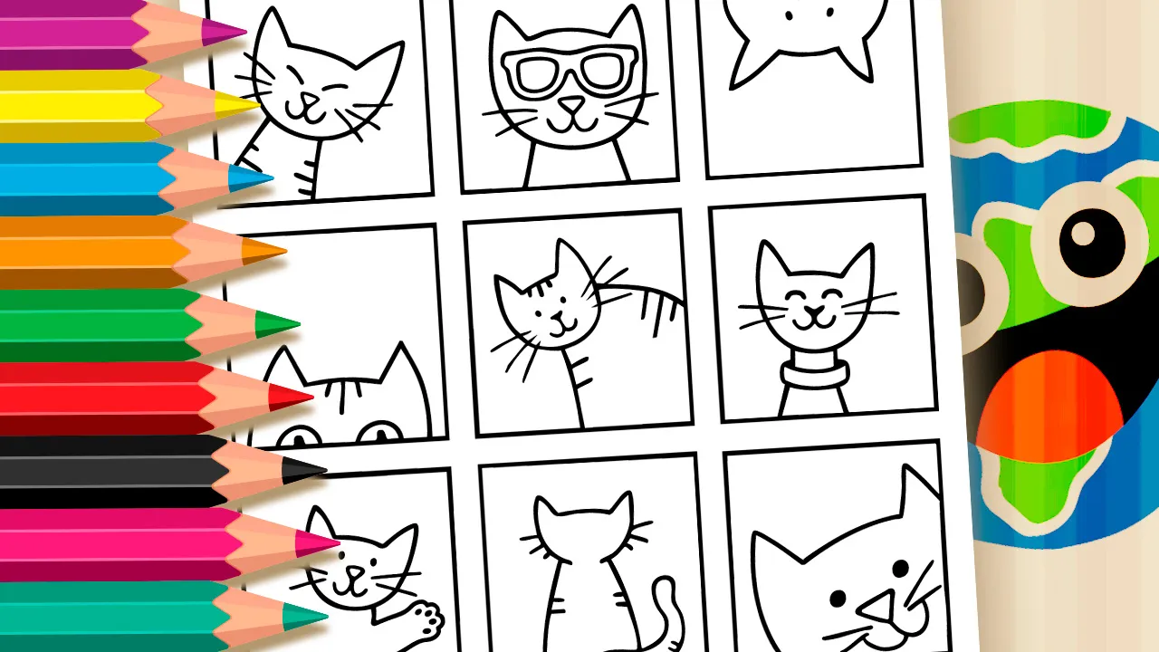 Desenho de Gatinhos Engraçados para Colorir: Pinte os Gatos Online ou Imprima