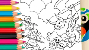 Desenho para colorir Desenho de God of War para Colorir: Pinte Batalha Épica Online ou Imprima PDF