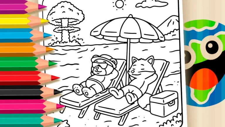 Desenho de Horizonte de Eventos na Praia para Colorir: Pinte Online ou Imprima Grátis