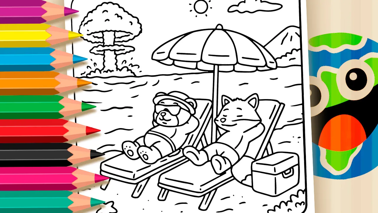 Desenho de Horizonte de Eventos na Praia para Colorir: Pinte Online ou Imprima Grátis