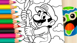 Desenho para colorir Desenho de Mario Escalando para Colorir: Pinte Online ou Imprima em PDF Grátis