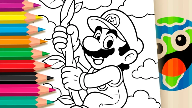 Desenho de Mario Escalando para Colorir: Pinte Online ou Imprima em PDF Grátis