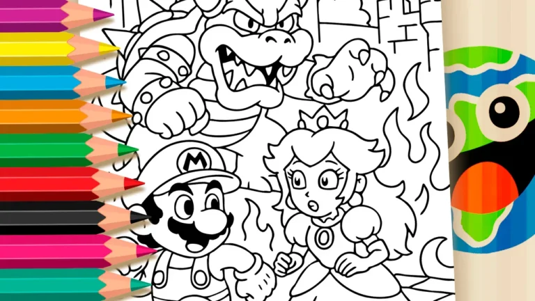 Desenho de Mario Luta Bowser para Colorir: Pinte Online ou Imprima em PDF Grátis