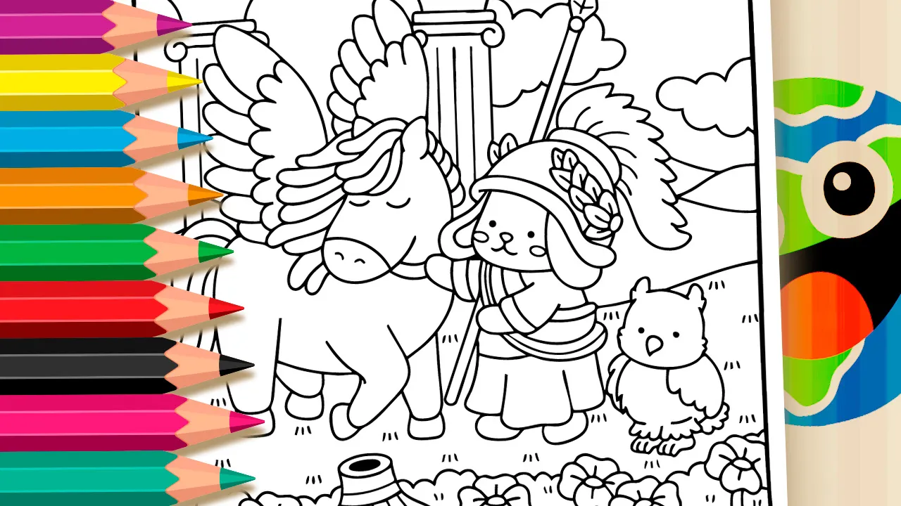 Desenho de Mitologia Fofa Grega para Colorir: Pinte Online ou Imprima PDF Grátis