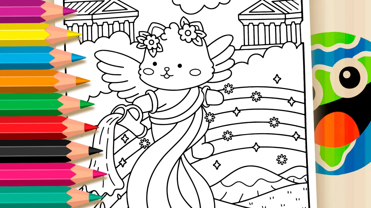 Desenho de Mitologia Grega Aquário para Colorir: Pinte Online ou Imprima Grátis