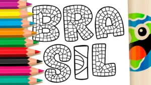 Desenho para colorir Brasil em Mosaico: Cada peça constrói o todo
