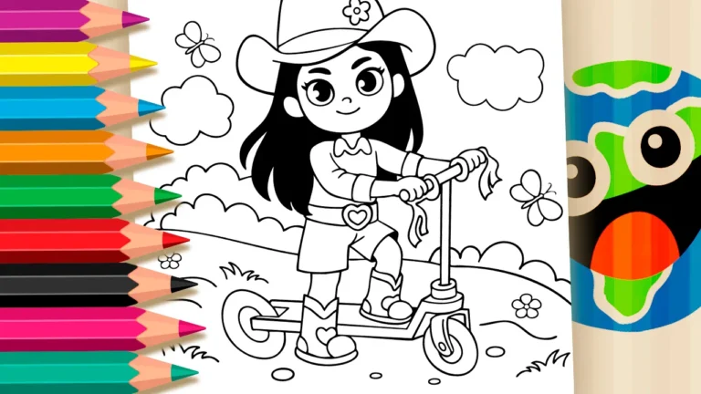 Desenho de Patinete da Boiadeirinha para Colorir: Pinte Online ou Imprima Grátis