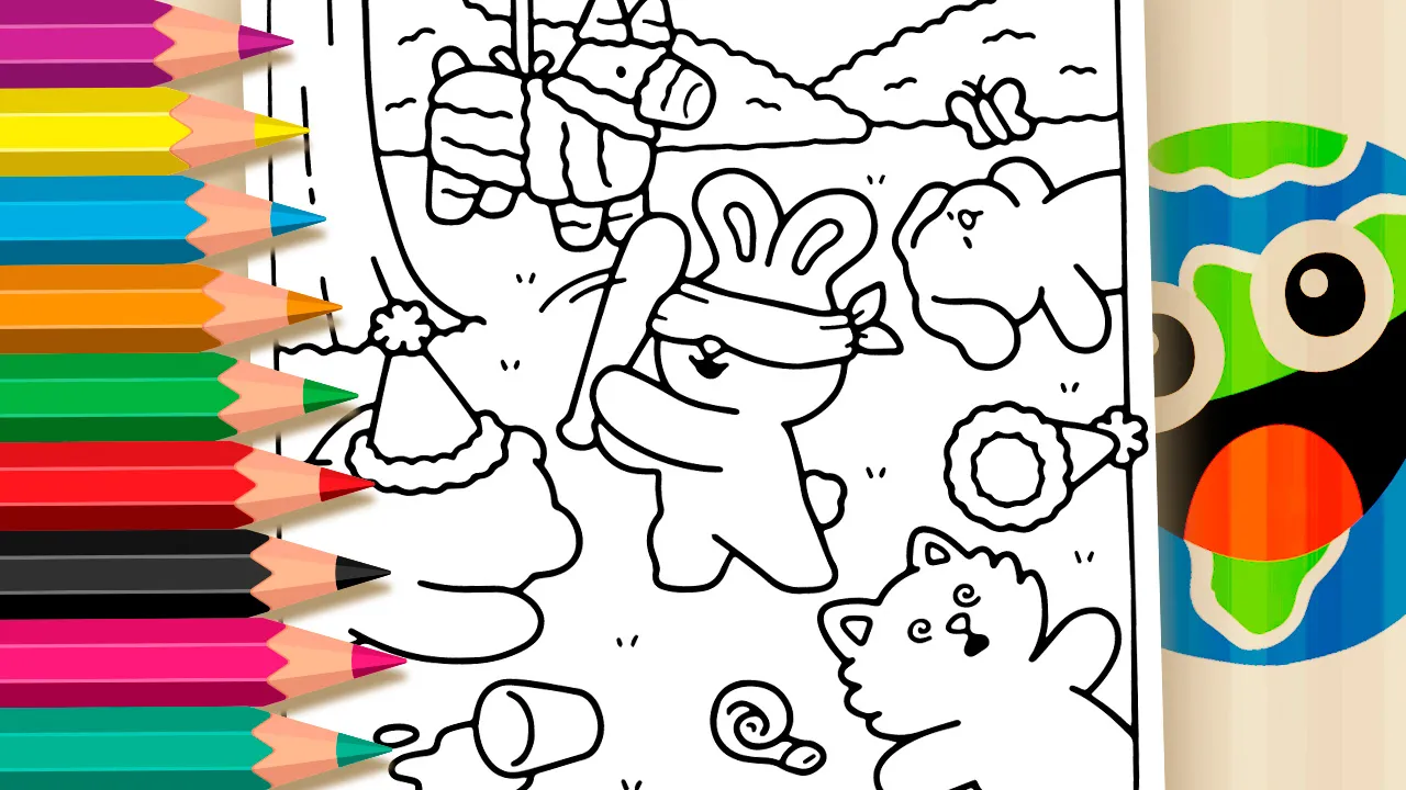 Desenho de Pinhata de Aniversário para Colorir: Pinte Online ou Imprima PDF