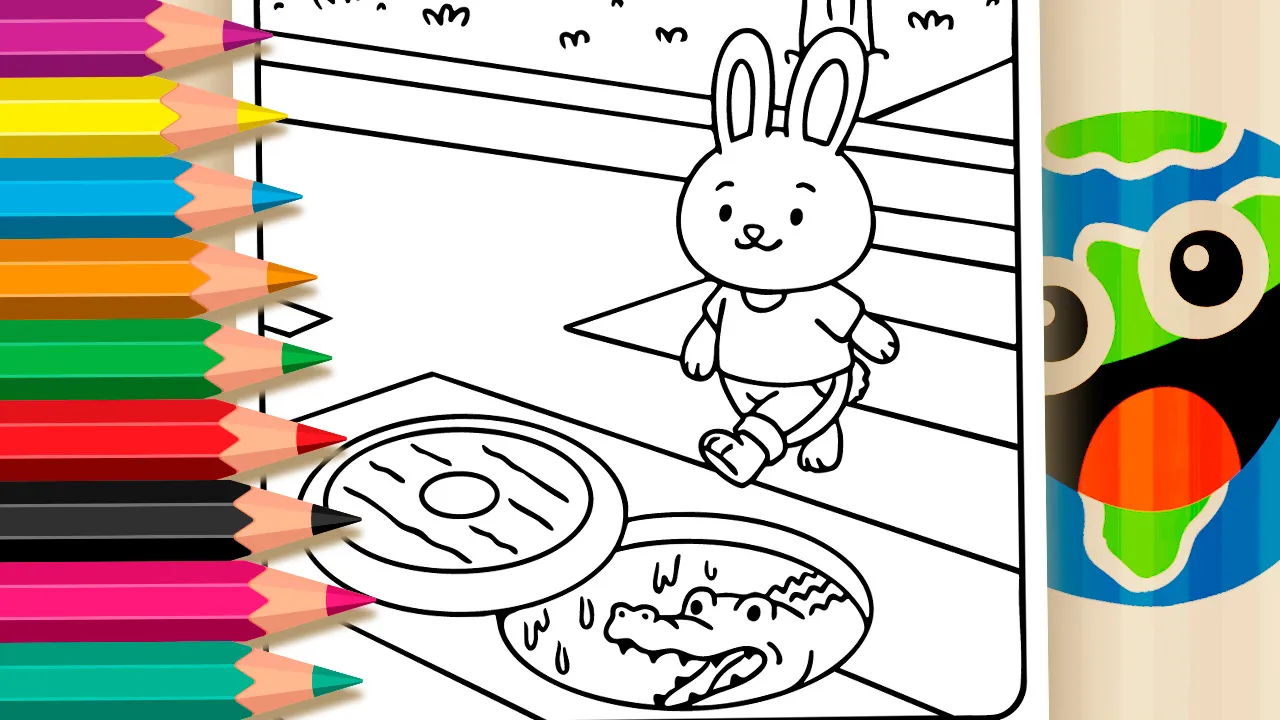 Desenho de Tampa do Bueiro Aberta para Colorir: Pinte Online ou Imprima em PDF Grátis