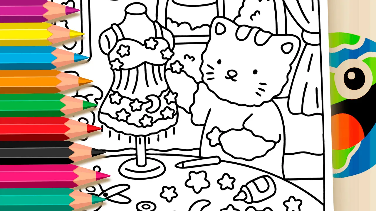 Desenho de Vestido de Estrelas para Colorir: Pinte Online ou Imprima PDF Grátis