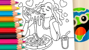Desenho para colorir Você Gosta de Pizza? Desenho para Colorir: Pinte Online ou Imprima em PDF Grátis