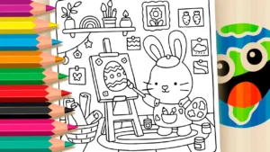 Desenho para colorir Desenho Kawaii - Coelhinho da Páscoa