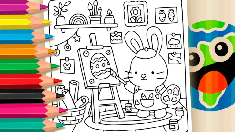 Desenho Kawaii – Coelhinho da Páscoa para colorir - Kawaii Aesthetic