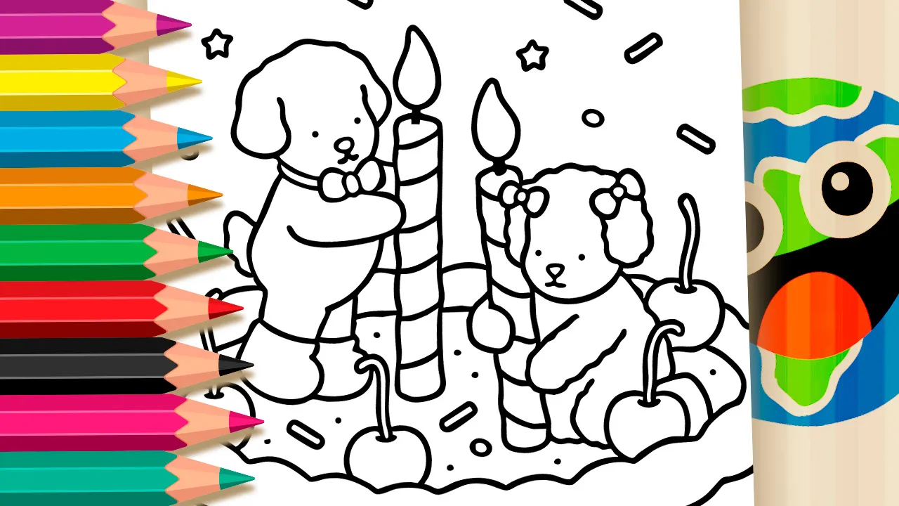 Cachorrinhos no Bolo GRÁTIS ▷ Pinte no Celular