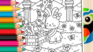 Desenho para colorir O Coelhinho e o Tesouro de Doces para Colorir Online