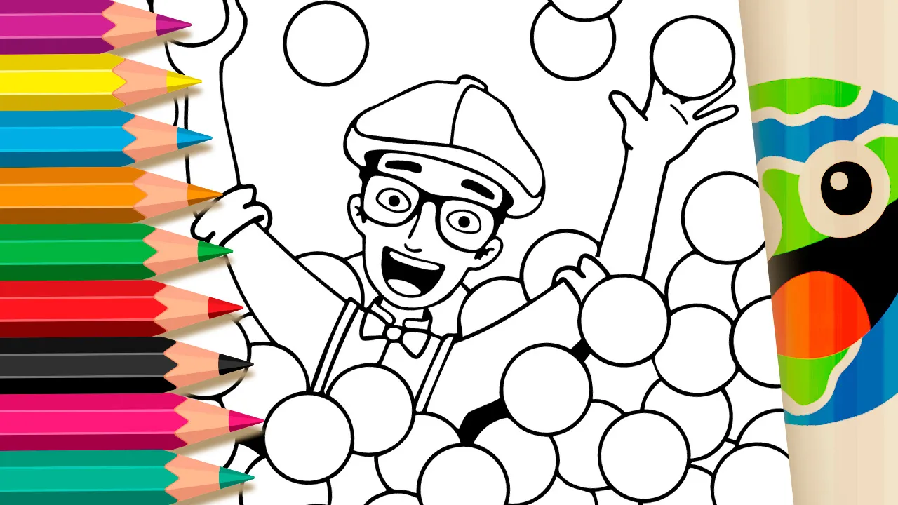 Blippi na Piscina de Bolinhas: Desenho para Colorir Online