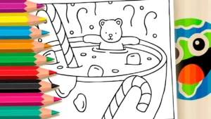 Desenho para colorir Desenho de Ursinho na Caneca Quentinha para Colorir - Estilo Bobbie Goods