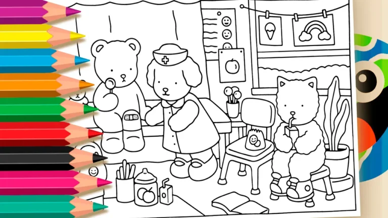 Cachorrinho Enfermeiro: Desenho Estilo Bobbie Goods para Colorir Online