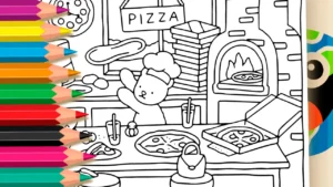 Desenho para colorir Desenho Pizzaiolo Fofo Estilo Bobbie Goods GRÁTIS ▷ Pinte no Celular