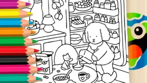Desenho Estilo Bobbie Goods para Colorir – Leite do Gatinho 😺