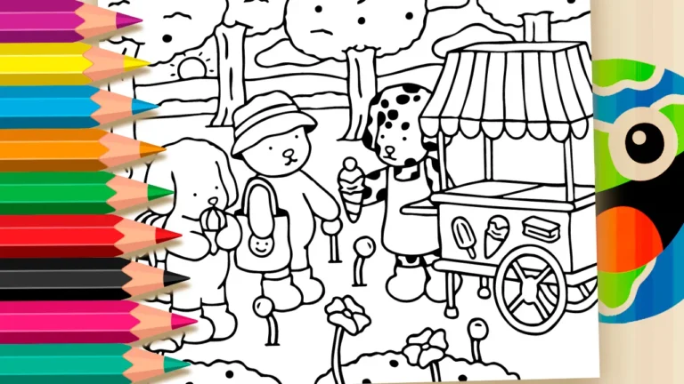 Desenho Sorvete no Parque Estilo Bobbie Goods para Colorir