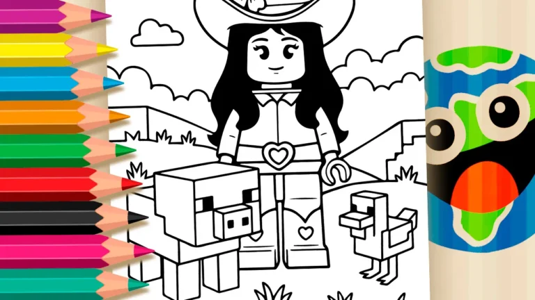 Boiadeirinha no Mundo dos Blocos para Colorir