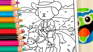 Caminho de Roça com Cachorrinho Vaqueiro para Colorir