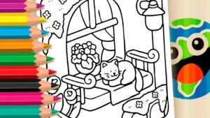 Desenho para colorir Gatinho na Janela GRÁTIS ▷ Pinte no Celular