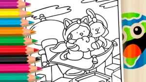 Desenho para colorir Desenho Fofo do Aladdin e Jasmine no Tapete Mágico para Colorir