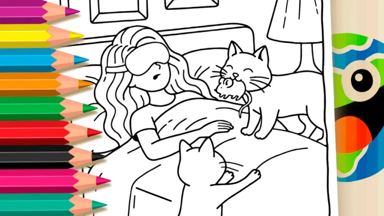 O Despertar com o Presente dos Gatinhos para Colorir