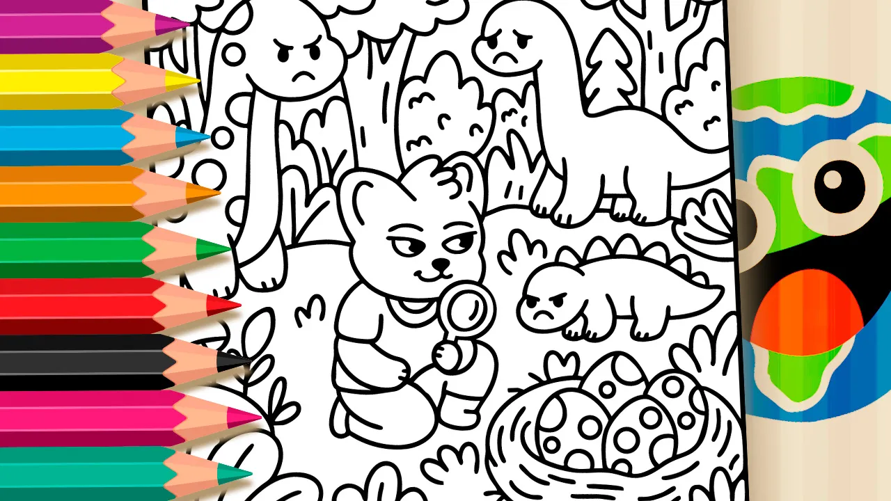 Ovos de Páscoa ou de Dinossauro? Desenho para Colorir