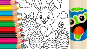 Desenho para colorir Desenho de Coelho da Páscoa Feliz para Colorir Online