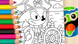 Desenho para colorir Sonic Pirata: Desenho para Colorir Online Grátis