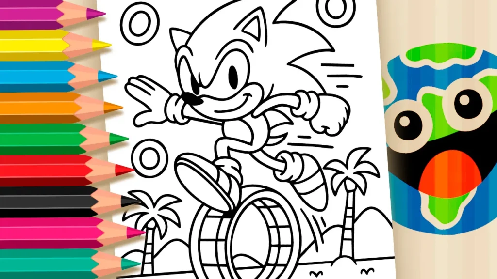 Sonic Correndo na Praia: Desenho para Colorir Online