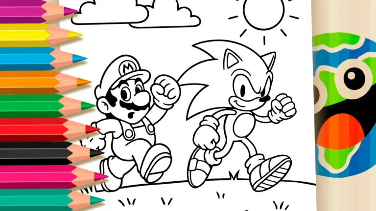 A Grande Corrida: Mario e Sonic para Colorir Online