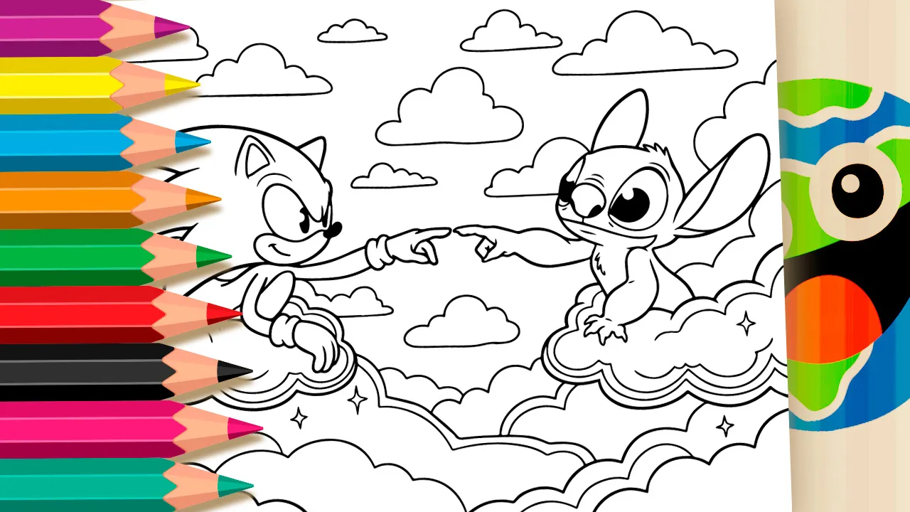 Sonic e Stitch na Criação de Adão: Colorir Online