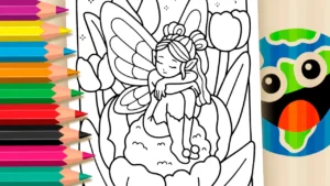 Desenho para colorir A Fadinha Dorminhoca na Flor para Colorir Online