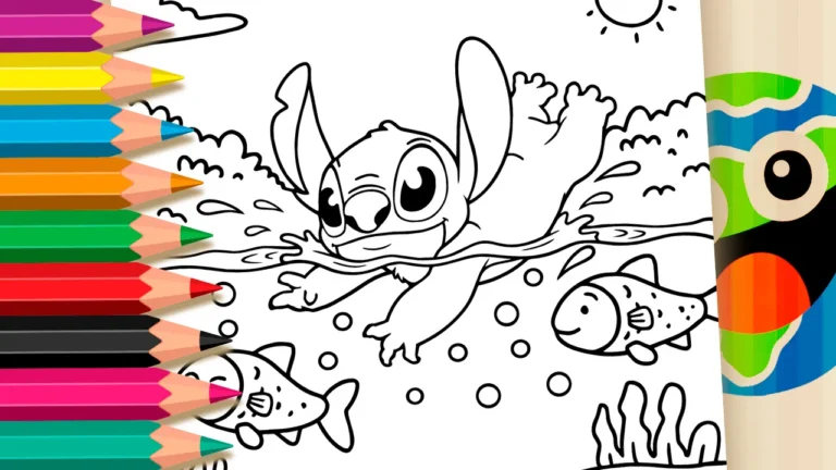 Vamos Colorir o Stitch Nadando e Se Divertindo!