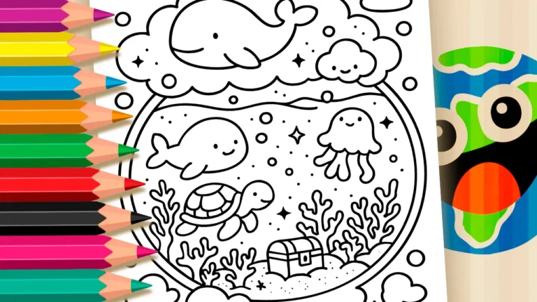 Desenho de Universo Submarino Mágico para Colorir Online