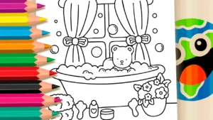 Ursinho Estilo Bobbie Goods na Banheira para Colorir Online
